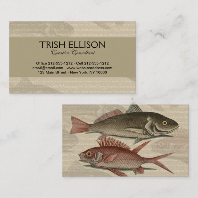 Tarjeta De Visita Fish Red Perch Fisher Art (Anverso / Reverso)