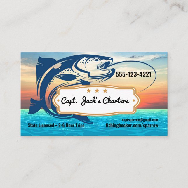 Tarjeta De Visita Fisherman Charter Company Business Card (Anverso)