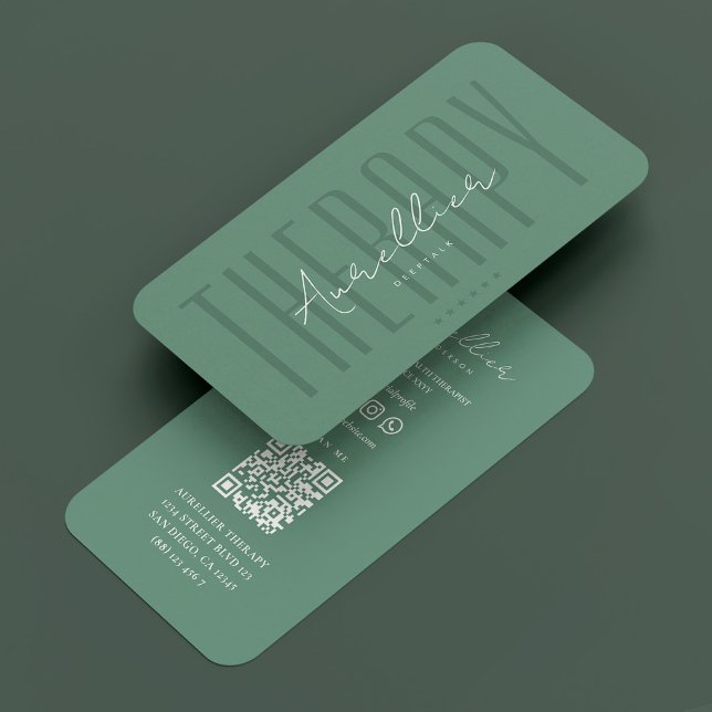 Tarjeta De Visita Físico Terapista Moderno Dusty Guión Verde azulado (Modern Therapist Physiologist Dusty Teal Script Business Card
)