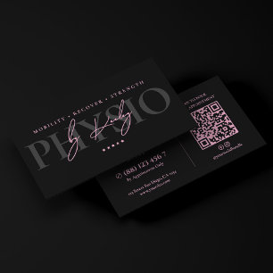 Tarjeta De Visita Fisioterapeuta Terapeuta Físico Rosa Negro
