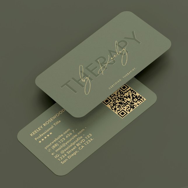 Tarjeta De Visita Fisioterapeuta Terapista Elegante Sage Green (Therapist Physiotherapist Elegant Sage Green Business Card
)