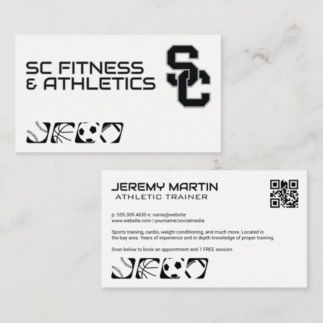 Tarjeta De Visita Fitness Athletics (Anverso / Reverso)