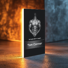 Tarjeta De Visita Fitness Bodybuilder Coach Black Business Card