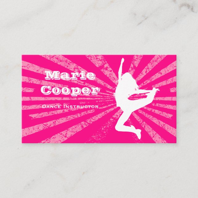 Tarjeta De Visita Fitness Business Card Baile Rosa (Anverso)
