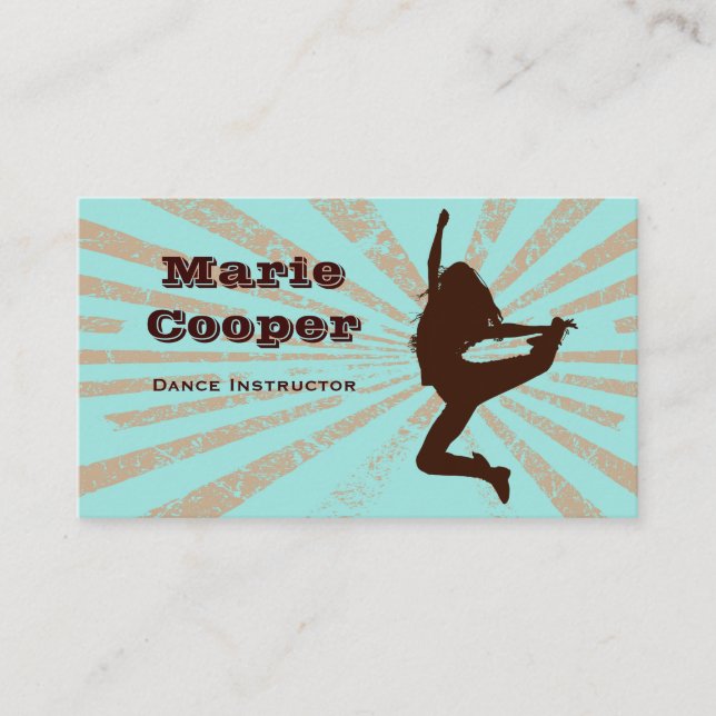 Tarjeta De Visita Fitness Business Card Dance Blue Brown (Anverso)