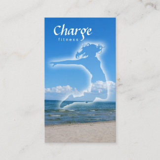 Tarjeta De Visita Fitness Business Card w/ beach & blue sky