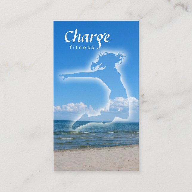 Tarjeta De Visita Fitness Business Card w/ beach & blue sky (Anverso)