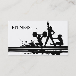 Tarjeta De Visita Fitness Moderno en Blanco y Negro