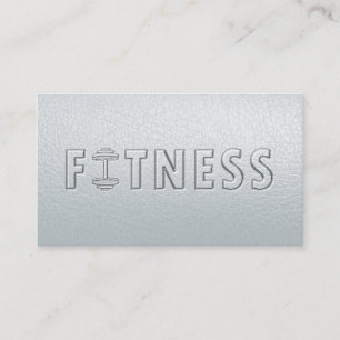 Tarjeta De Visita Fitness Moderno negrita Texto Dumbbell Cuero Blanc