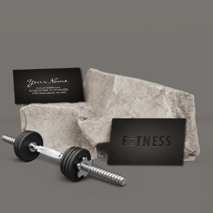Tarjeta De Visita Fitness Moderno negrita Texto Elegante oscuro Prof