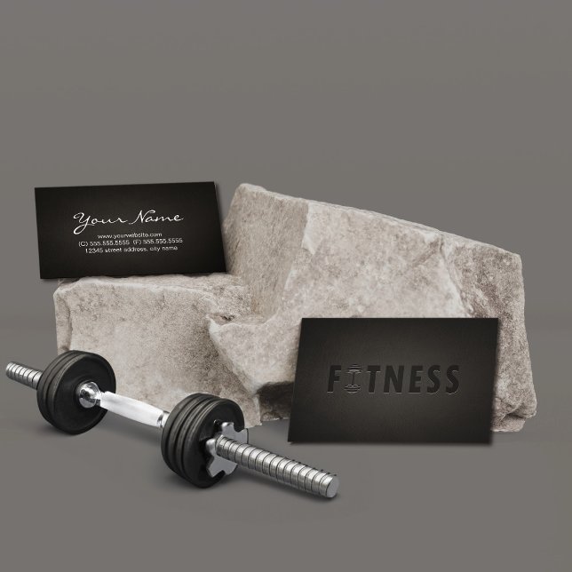 Tarjeta De Visita Fitness Moderno negrita Texto Elegante oscuro Prof (Subido por el creador)