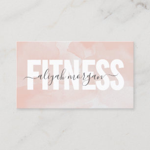 Tarjeta De Visita Fitness negrita tipografía Rubor color de agua ros