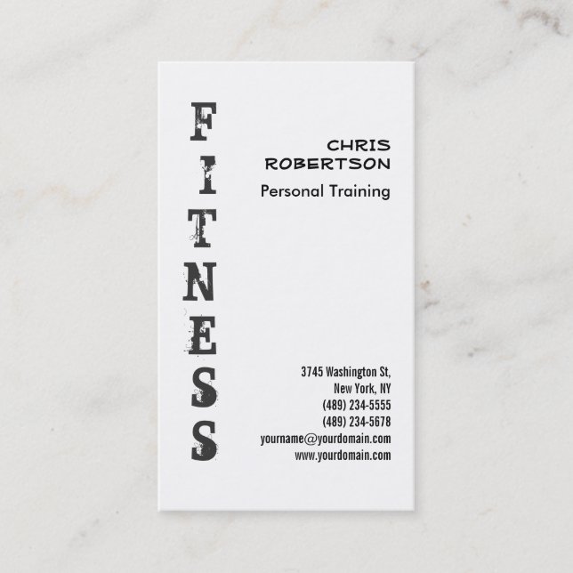 Tarjeta De Visita Fitness Personal Trainer Black White Business Card (Anverso)