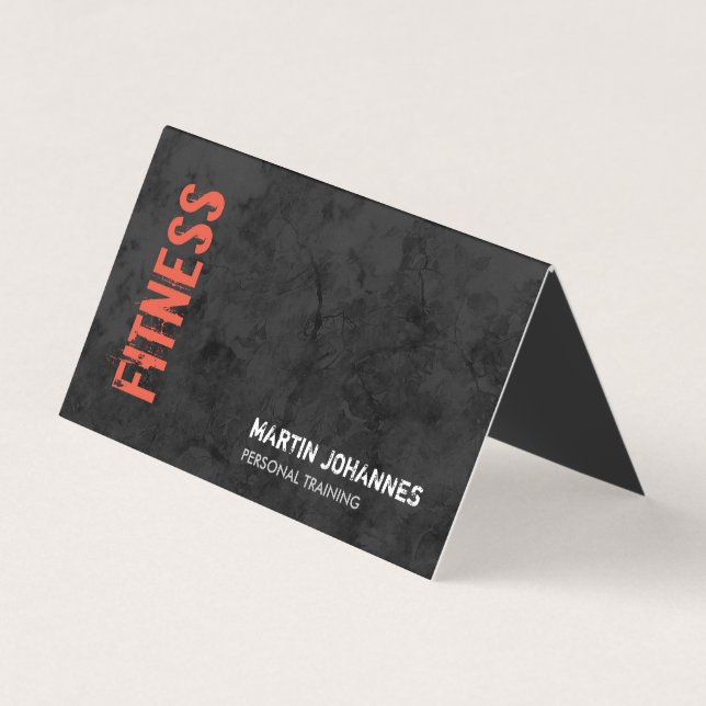Tarjeta De Visita Fitness Personal Trainer Bodybuilding Gris Moderno (Anverso)