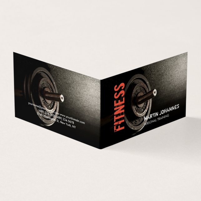 Tarjeta De Visita Fitness Personal Trainer Bodybuilding Moderno Shar (Exterior)