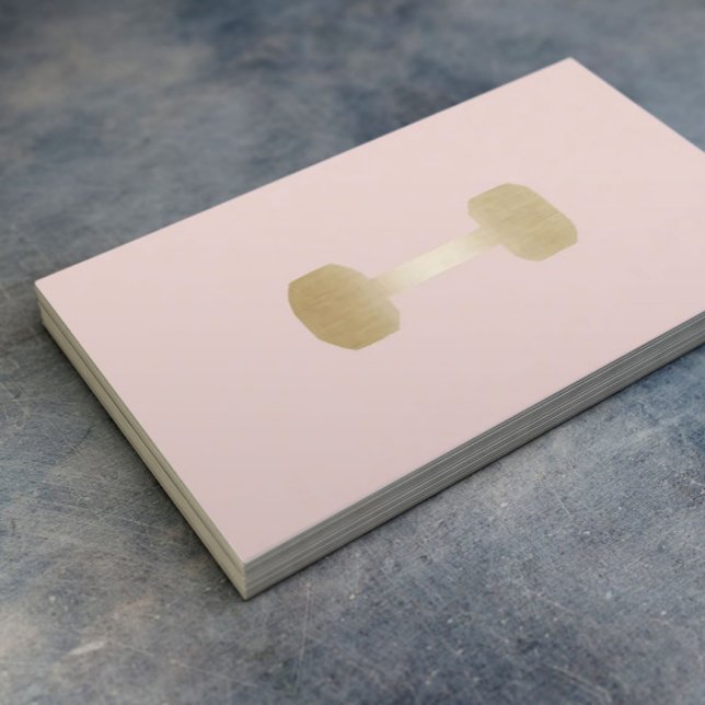 Tarjeta De Visita Fitness Personal Trainer Gold Dumbbell Rubor Pink (Subido por el creador)