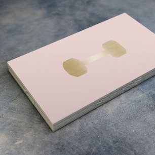 Tarjeta De Visita Fitness Personal Trainer Gold Dumbbell Rubor Rosa