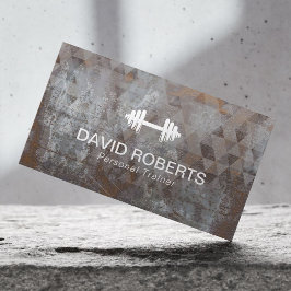 Tarjeta De Visita Fitness Personal Trainer Grunge Geométrico Metaliz