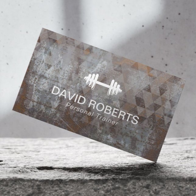 Tarjeta De Visita Fitness Personal Trainer Grunge Geométrico Metaliz (Subido por el creador)