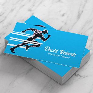 Tarjeta De Visita Fitness Personal Trainer Gym Coach Moderno Azul
