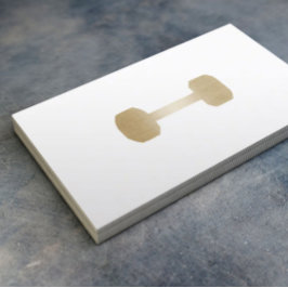 Tarjeta De Visita Fitness Personal Trainer Mínimo Dumbbell de oro