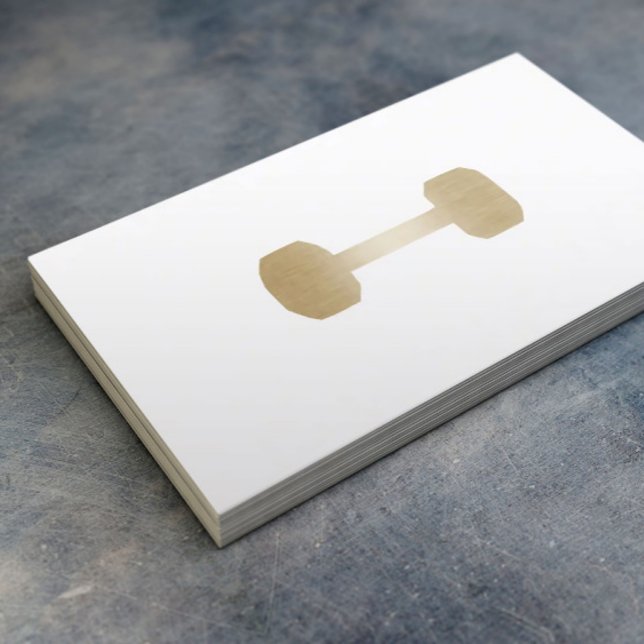 Tarjeta De Visita Fitness Personal Trainer Mínimo Dumbbell de oro (Subido por el creador)