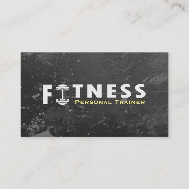 Tarjeta De Visita Fitness Personal Trainer Negrita Texto Dumbbell Lo (Anverso)