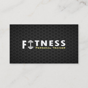 Tarjeta De Visita Fitness Personal Trainer Negrita Texto Dumbbell Lo