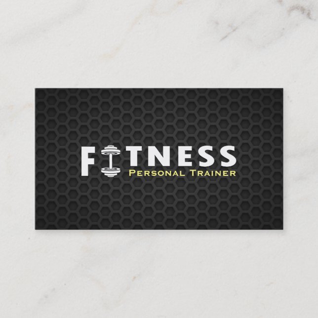 Tarjeta De Visita Fitness Personal Trainer Negrita Texto Dumbbell Lo (Anverso)