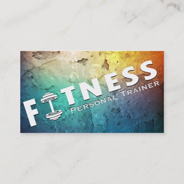 Tarjeta De Visita Fitness Personal Trainer Negrita Texto Dumbbell Lo (Anverso)