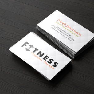 Tarjeta De Visita Fitness Personal Trainer Negrita Texto Dumbbell Lo