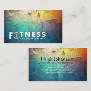 Tarjeta De Visita Fitness Personal Trainer Negrita Texto Dumbbell Lo