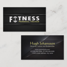 Tarjeta De Visita Fitness Personal Trainer Negrita Texto Dumbbell Lo