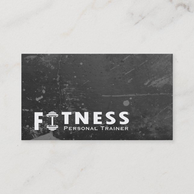 Tarjeta De Visita Fitness Personal Trainer Negrita Texto Dumbbell Lo (Anverso)