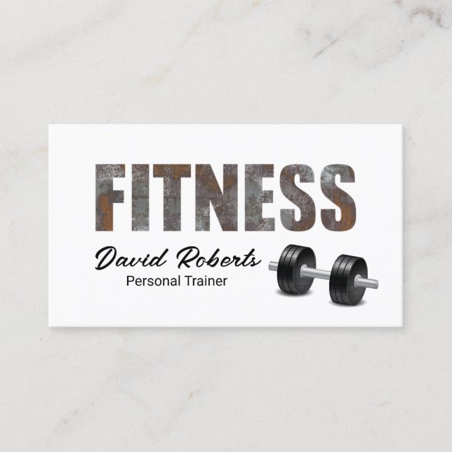 Tarjeta De Visita Fitness Personal Trainer Rusty Typografía Metaliza (Anverso)