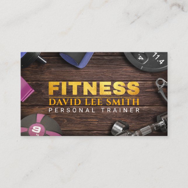 Tarjeta De Visita Fitness Personal Training Gold Typography Business (Anverso)