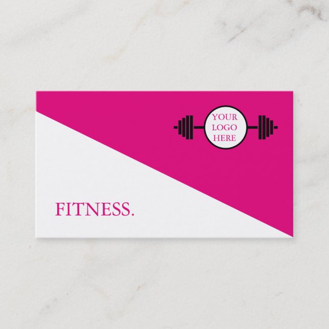 Tarjeta De Visita Fitness rosa y blanco moderno (Anverso)