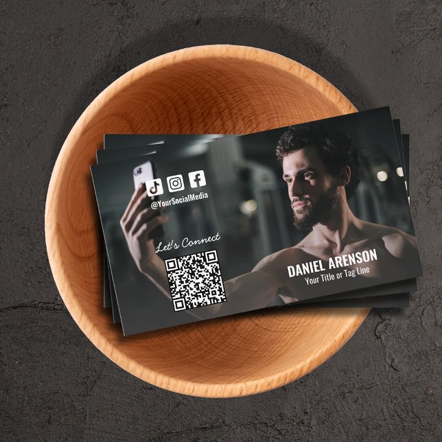 Tarjeta De Visita Fitness Social Media QR Code Photo (Subido por el creador)