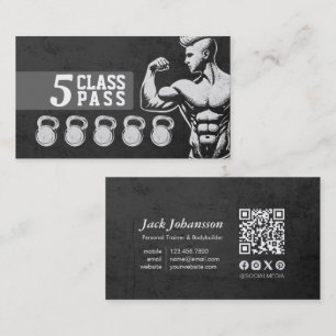 Tarjeta De Visita Fitness Trainer Gym Kettlebell Clase Lealtad