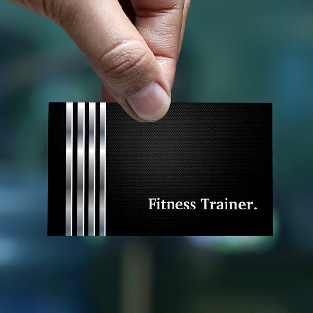 Tarjeta De Visita Fitness Trainer profesional Plata negra (Subido por el creador)