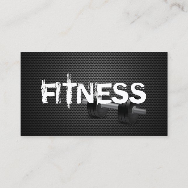 Tarjeta De Visita Fitness y entrenador personal Metalizado oscuro (Anverso)