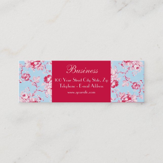 Tarjeta de visita flaca azul de los rosas (Anverso)