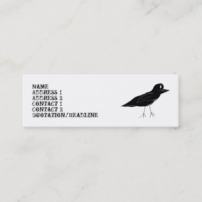 Tarjeta de visita flaca del mirlo (blanca) (Anverso)