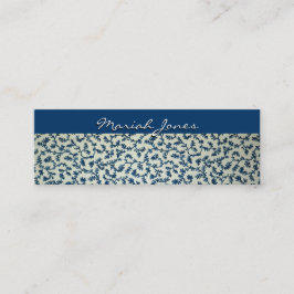 Tarjeta de visita flaca floral azul y blanca del