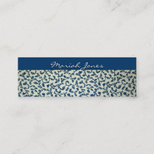 Tarjeta de visita flaca floral azul y blanca del