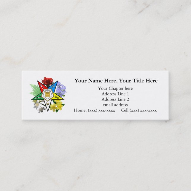 Tarjeta de visita flaca floral de la estrella del (Anverso)