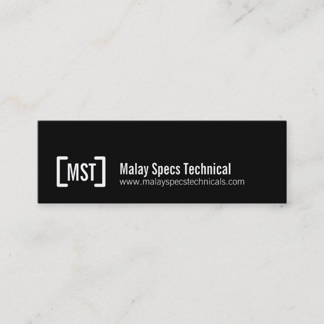 Tarjeta de visita flaca negra y blanca profesional (Anverso)