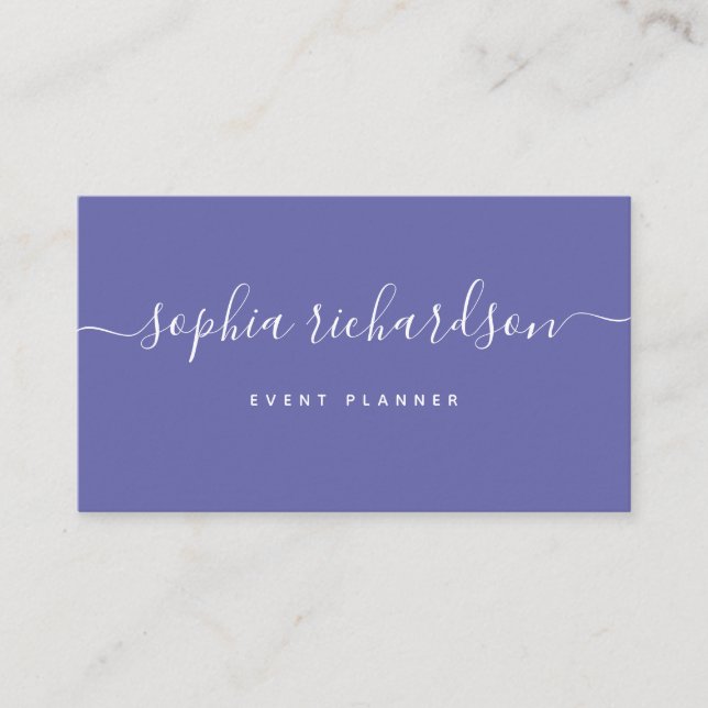 Tarjeta De Visita Flair minimalista | Guión Periwinkle (Anverso)
