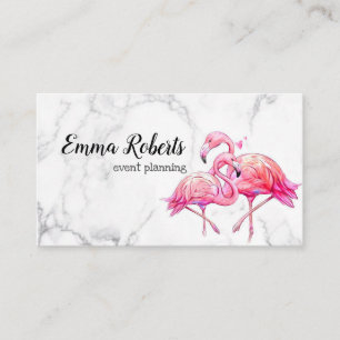 Tarjeta De Visita Flamenco Geométrico Floral Tropical