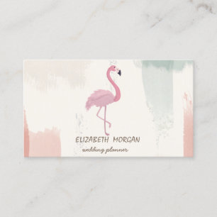 Tarjeta De Visita Flamenco Rosa, Pincelada de Acuarela
